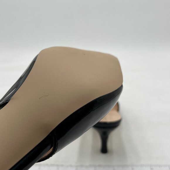 FSJ Black Slingback Pumps Low Heels Sandal Pointy Toe Comfortable Cute Shoes - Picture 6 of 8